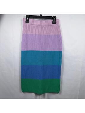 Timing Women’s Colorblock Knit Midi Skirt Size M Pink Purple Blue Green